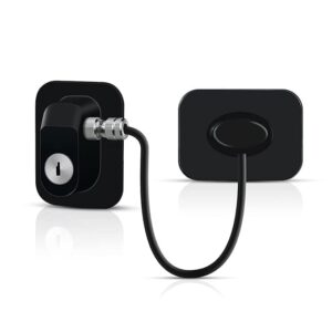 Child Safety Device Refrigerator Door Lock With 2 Keys And Adhesives, Cabinet Restrictor Cable For Baby And Toddler, Lock For Cupboards, Drawers, Fridge, Wardrobe (Pack Of 1),Black